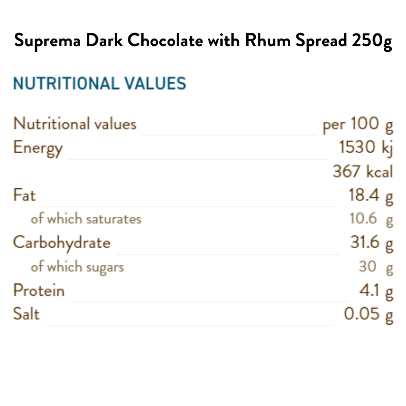 Suprema Dark Chocolate with Rhum Spread 250G