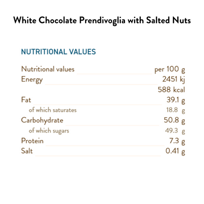 White Chocolate Prendivoglia with Salted Nuts Bulk 100G